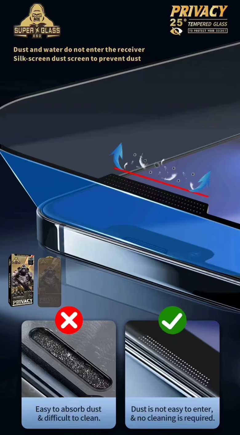 Gorilla Privacy Glass (2-Pack) โ Anti-Spy Tempered Glass Screen Protectors for iPhone