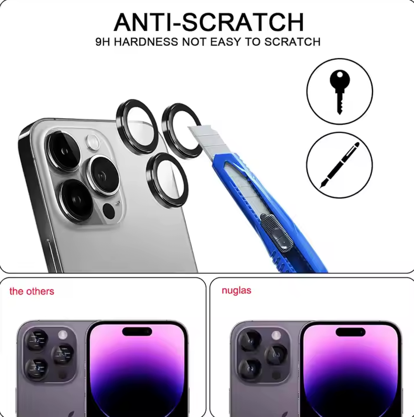 iPhone Camera Lens Protector β 9H Tempered Glass with Full Coverage